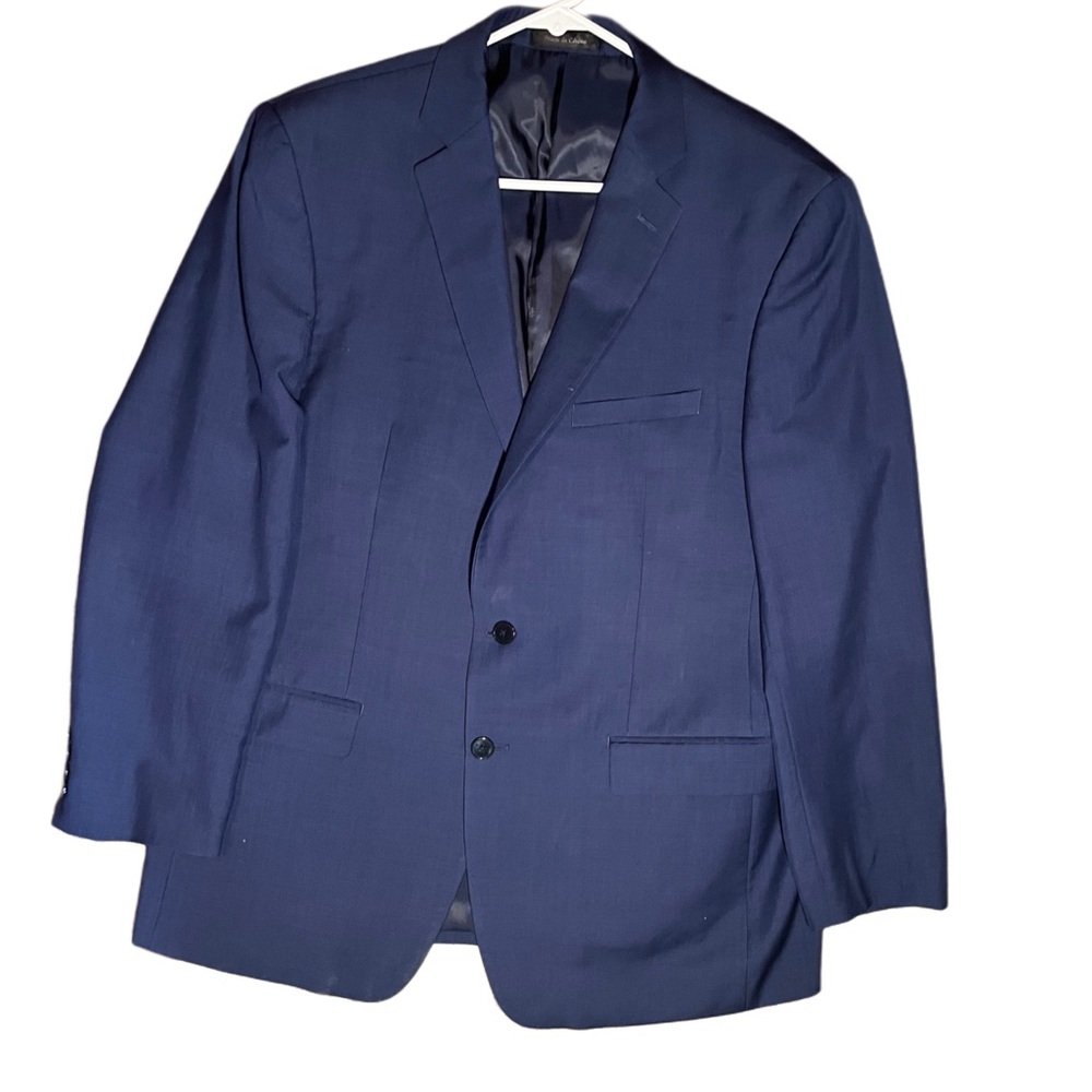 Calvin Klein Men’s Navy Wool Blazer 44R | Extreme Slim Fit Sport Coat Classic
